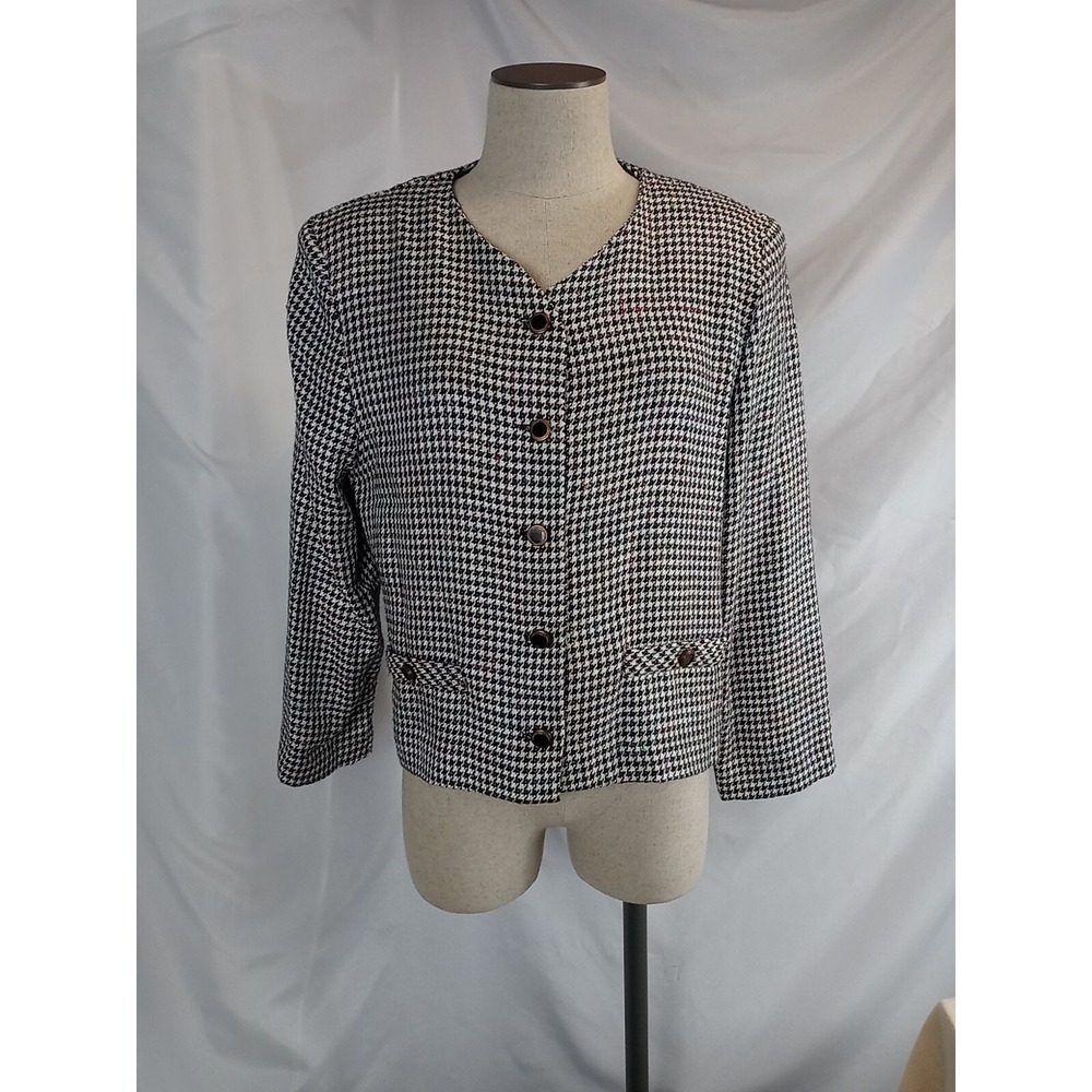 Vintage Requirement Blazer Jacket Women's Size 8 Plaid Dress Jacket 5 Button